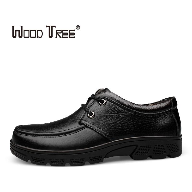 

WOODTREE2020 spring and autumn men's formal shoes business men's leather shoes solid color work with round head, Black