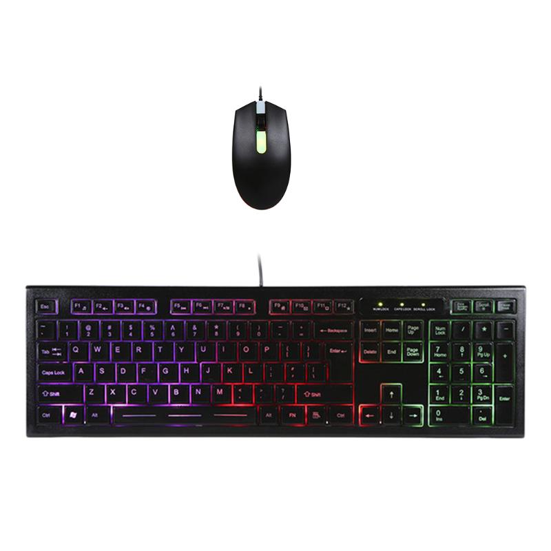 

Gaming Keyboard Mouse Combo Colorful LED Illuminated Backlit USB Wired PC Rainbow Anti-skid Waterproof Gaming Keyboard Mouse Set