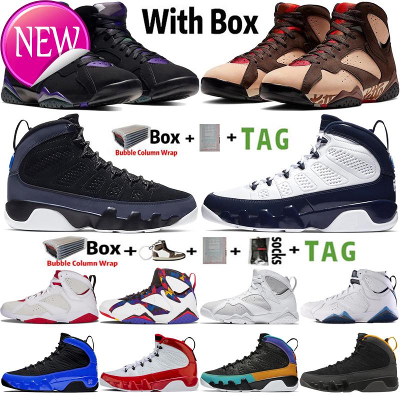 

2022 With Box Jumpman 7 7s Patta X Ray Allen Hare Mens Basketball Shoes 9 9s Unc Bred University Gold Racer Blue Men Sport Women Sneakers, 12