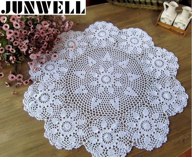 

60/ 70/ 80CM RD Shabby Chic 3 Sizes Vintage Crocheted Tablecloth Handmade Crochet Coasters Cotton Lace Cup Mat Placemat1, White