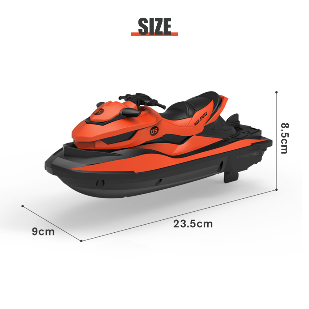 

2020 New M5 Mini RC Boat 2.4G 50 Meters Distance Summer Water Splashing Electric Motor Boat RC Motorboat for Kids, Chocolate