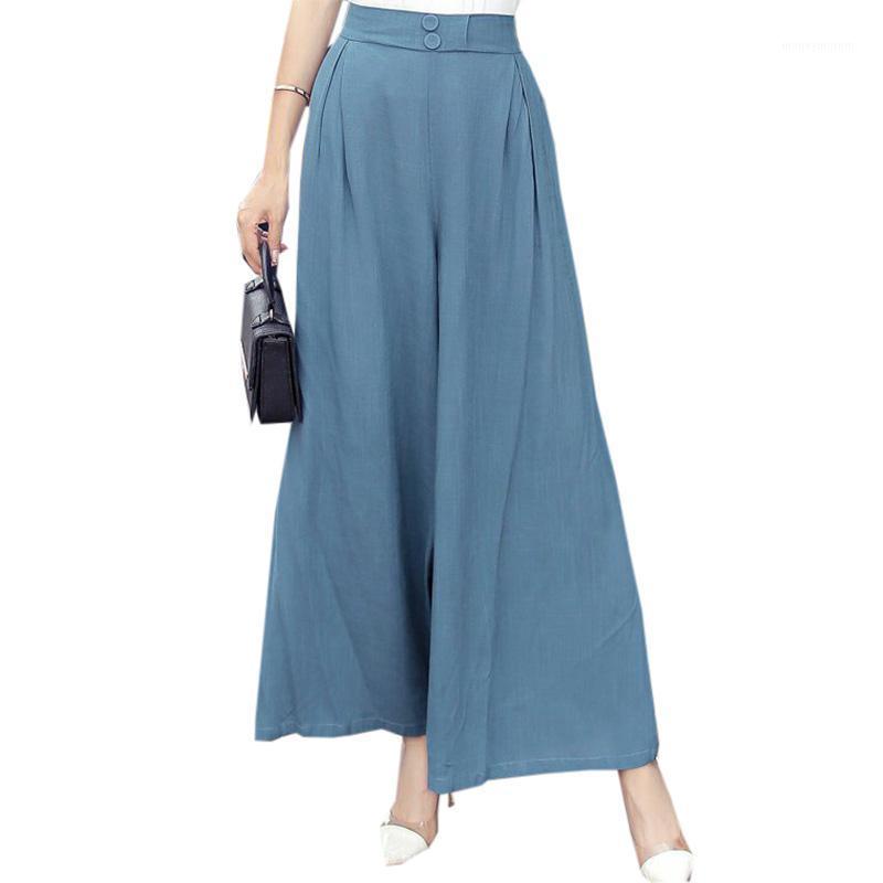 

New Cotton Linen Full Length Pants Women Loose Casual Wide Leg Pants 2021 Summer Fashion Ladies Linen Wide Leg FP07721, Black