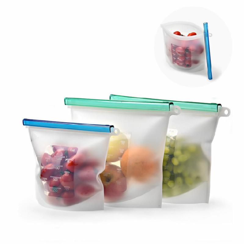 

Reusable Silicone Bag Fresh Sealed Preservation Freezer High Capacity Airtight Seal Storage Containers 1000/1500ml