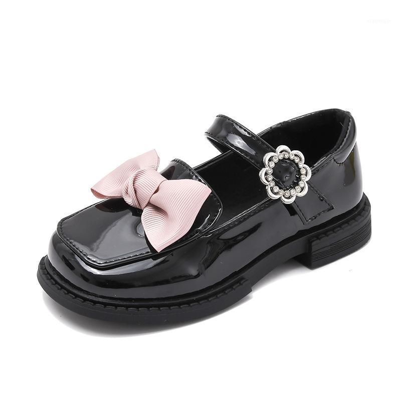 

Spring and Summer New Big Butterfly Children's Leather Shoes Girls Princess Leather Shoes Student Kids Performance 26-361, Black