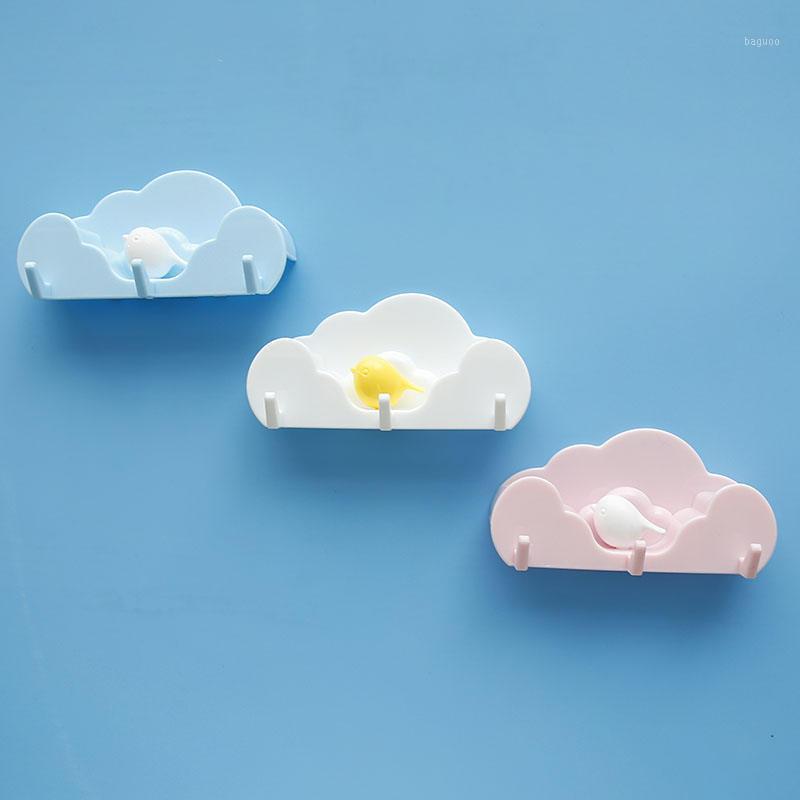 

3 Row Sticky Hooks Wall-Mounted Free Punching Kitchen Bathroom Bedroom Adhesive Hook Hanging Decor Rack Door Keys Hat Hanger1