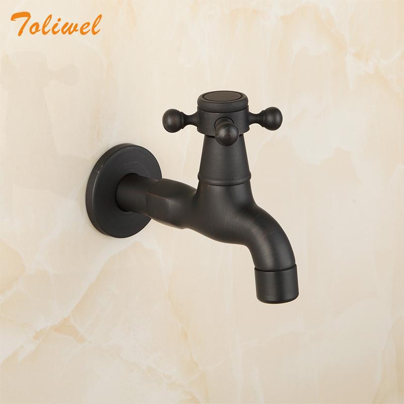 

Oil Rubbed Bronze ORB Black Long Wall Mount Bathroom Kitchen Laundry Basin Sink Faucet Tap Bibcocks Cold Water Only Hose tap