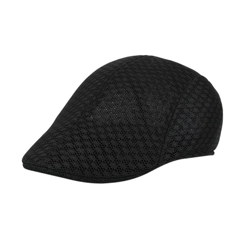 

New Men's Golf Hat Breathable Mesh Newsboy Hats Casual Beret Caps Berets Caps for Men Casual Peaked Hat Visors Casquette Hats, Black