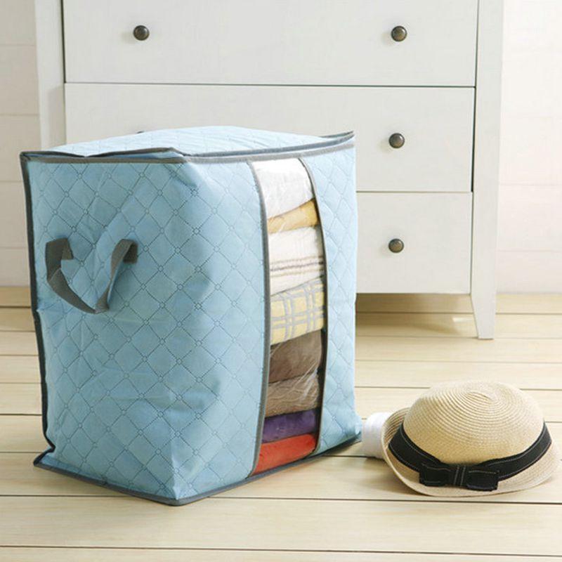 

1Pc Folding Laundry Storage Bags Non-woven Quilt Bag Clothing Toys Finishing Box Blanket Organizer Wardrobe Clothes Divider1