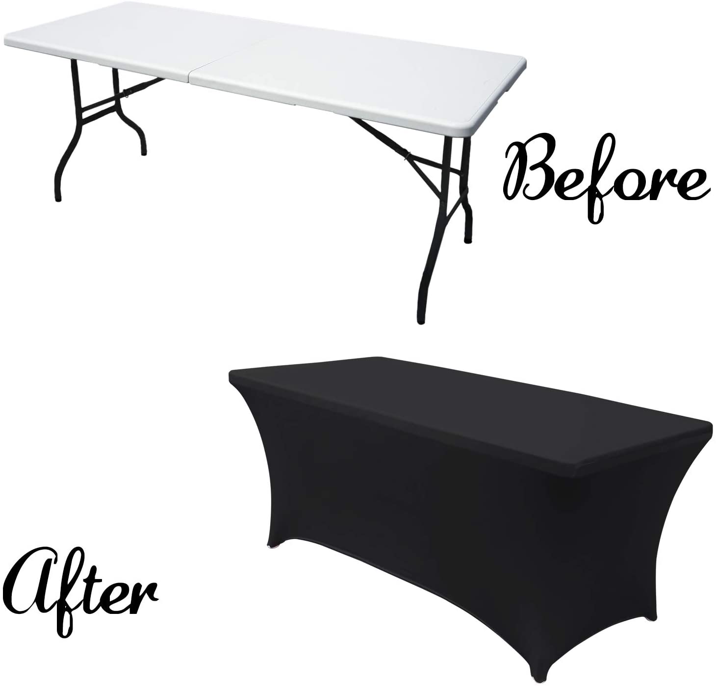 

Spandex Tablecloths for 4/5/6/8 ft Home Rectangular Table Fitted Stretch Table Cover Polyester Tablecover Table Toppers, Customize