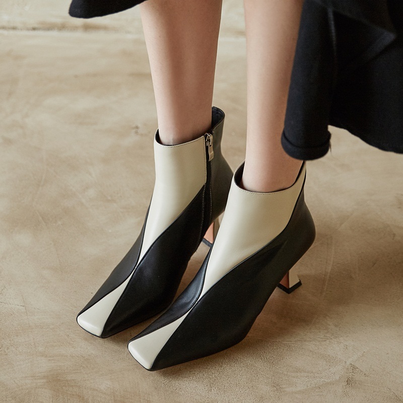 

2021 Winter New Fashion Ankle Boots Off Genuine Foot Toe Zip Job Woman Drop Shoes Size 34-40 T6ne, Black