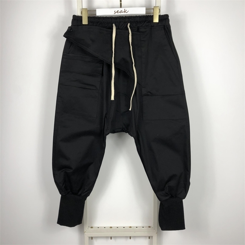 

20ss Owen Seak Men Casual Harem Pants Gothic Men Clothing High Street Sweatpants Autumn Women Calf-Length Pant Loose Black Pants 201116