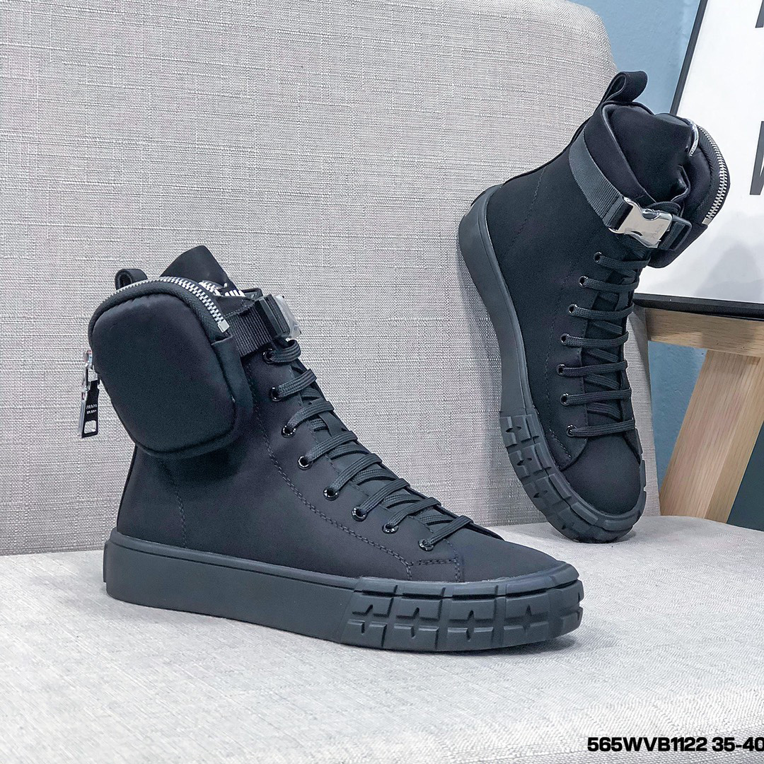 

Paris Show Design Rois Boots Ankle woman man Martin Boots Nylon Boot military inspired combat boots nylon bouch attached ankle Couple models, Black
