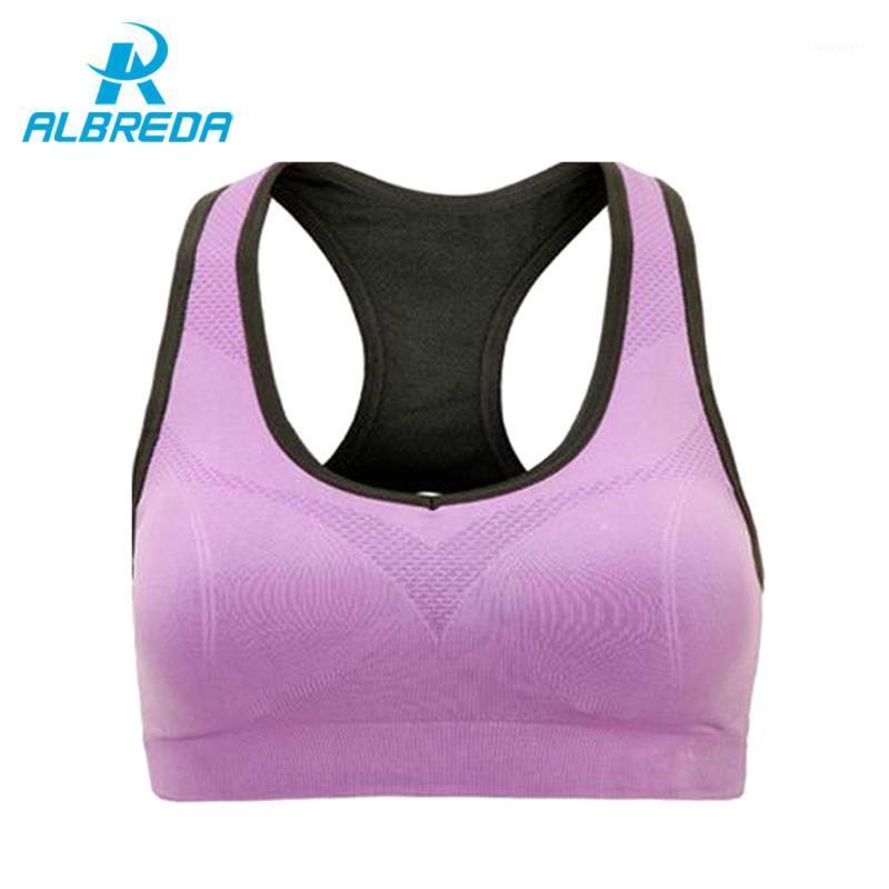 

ALBREDA Professional Binand Running Yoga Sports Bra Up Shockproof Wirefree Crop Top Professional Gym Fitness Racerback Vest1, Green