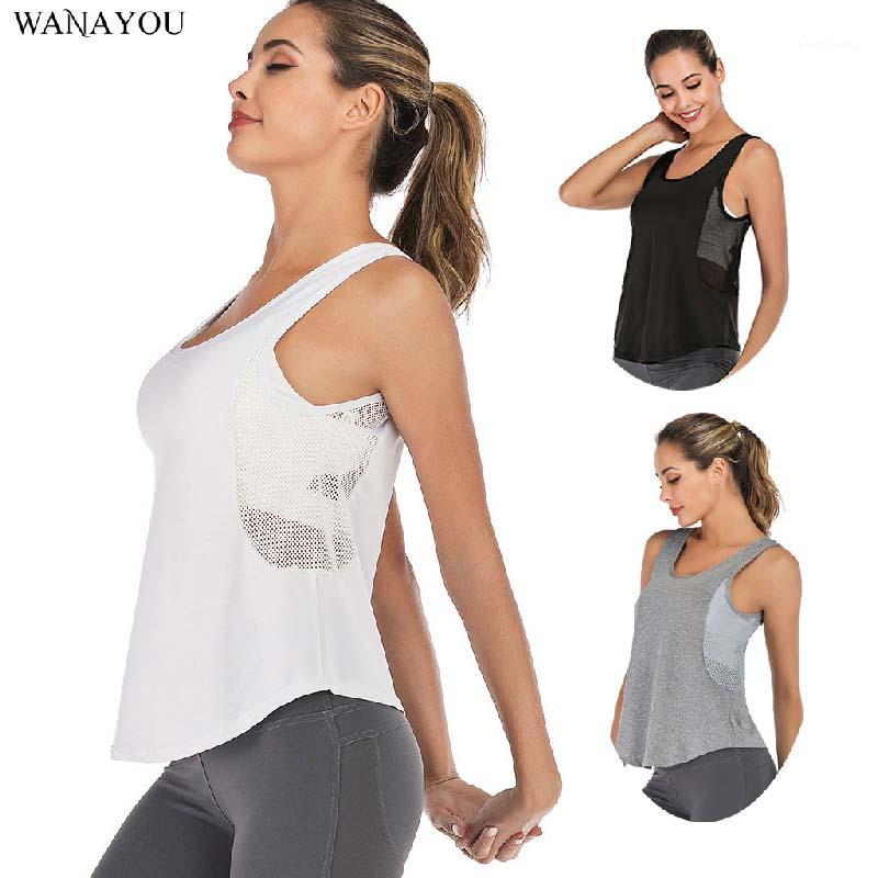

WANAYOU Mesh Sleeveless Yoga Shirts,U-neck Breathable Workout Sports Vest for Women,Elastic Running Dance Gym Yoga Vest1, Black