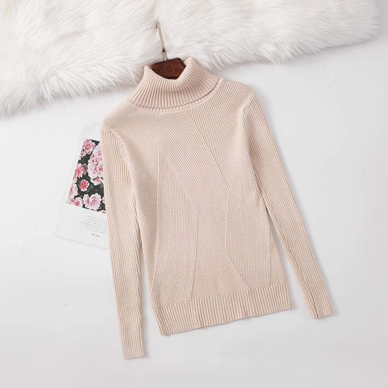 

2021 New Chic Autumn Winter Thick Pullovers Women Long Sleeve Casual Warm Basic Turtleneck Sweater Female Knit Jumpers Top Y893, Apricot