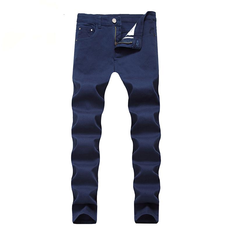 

Men denim elastic fashion trousers thin pants large size jeans light-colored men straight cotton fashion pants classic jeans, White