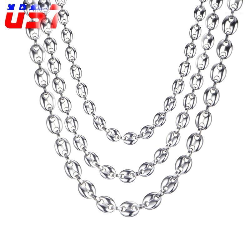 

US7 Coffee Beans Link Chain 7MM 9MM 11MM Necklace For Men Stainless Steel Rope Link chain Necklaces Fashion Hip hop Men Jewelry1