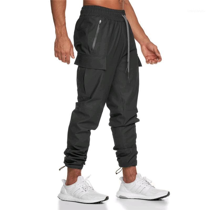 

Can add your own )Men's jogging pocket design sweatpants men's fitness multi-pocket jogging pants fashion training joggers1, Black