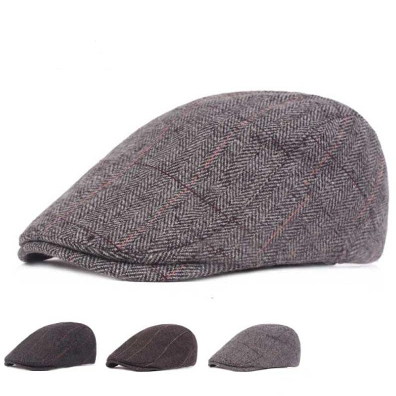

New Hot British Style Brand Gentleman's Casual Beret Hat Woolen Flat Sun Cap Winter Hats for Women Men, 03