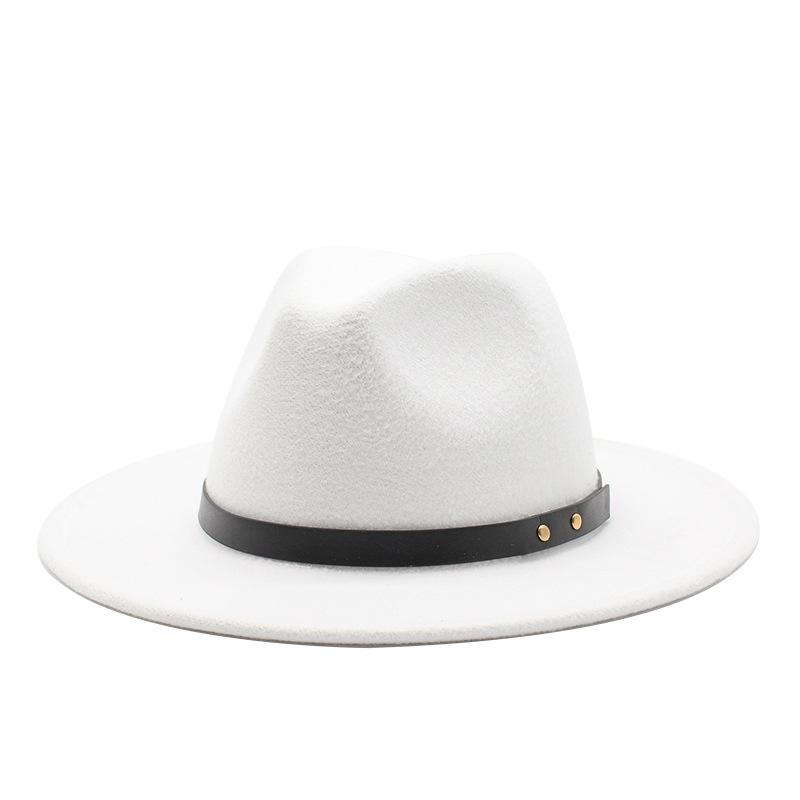 

white black Wool Fedora Hat Felt Cap Wide Brim Ladies Trilby Chapeu Feminino Hat Women Men Jazz Godfather Sombrero Caps