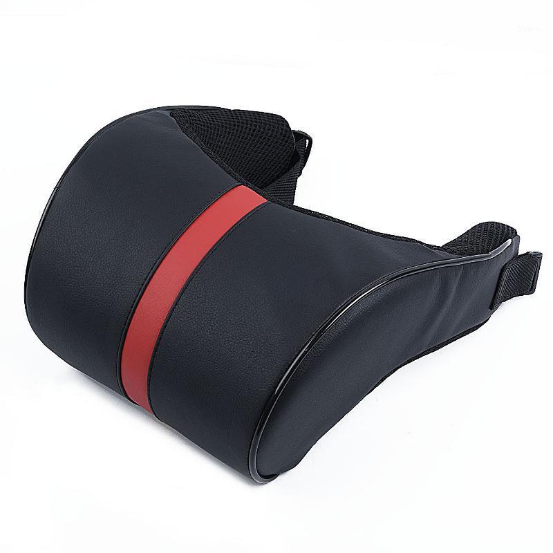 

18cm *28cm *10cm Pillow Soft Headrest Adjustable Car Leather Black+Red1
