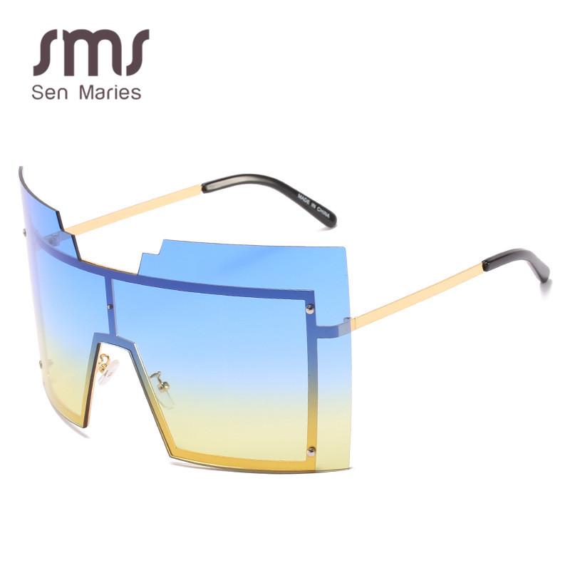 

Oversized Goggle Rimless Sunglasses Women Fashion Gradient Sun Glasses Metal Female Big Frames Shades Luxulry Brand Eyewear