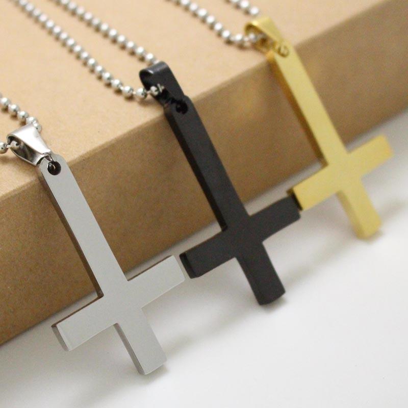 

Stainless Steel Satan Inverted Cross Pendant Necklace Devil Lucifer Satanic Jewelry Fashion Punk Jewelry