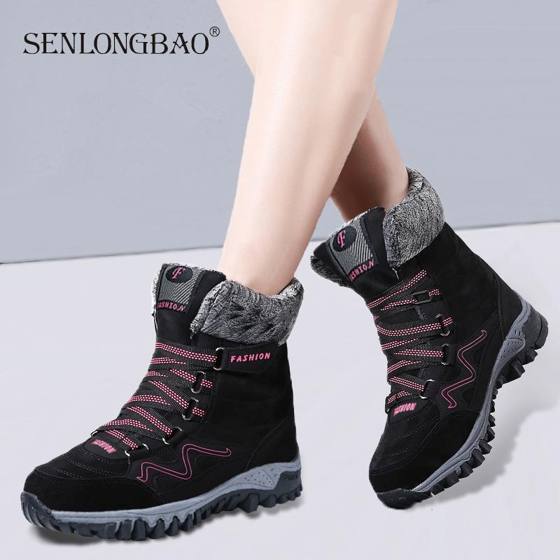 

Winter Warm Plush Women's boots New Arrival Fashion Suede Leather Women Non-slip Snow Boots Waterproof Ankle Flat, Purple