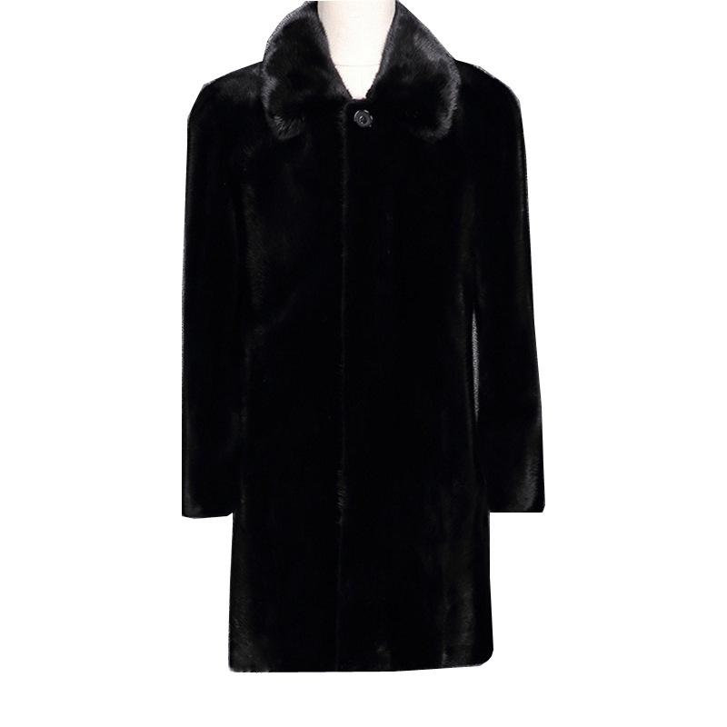 

New High Imitation Suede Coat Men' Long-Skinned Fur Coat Leather Large size Black jacket Size  M L XL XXL -5XL 6XL, Black collar