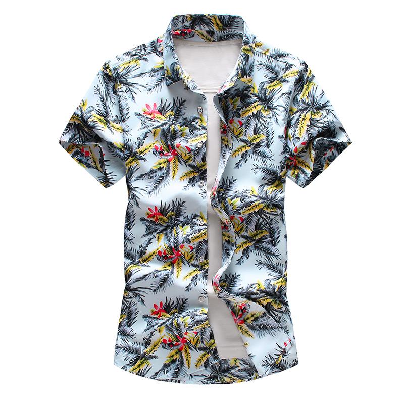 

Plus Size -7XL Casual Shirt Men Floral Short Sleeve Shirts for Man Fashion Slim Male Blouse Flower Summer New, Q3005-8016-p30
