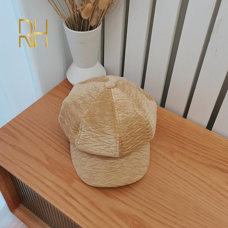 

Unisex Octagonal Hat Men Autumn Cotton Fabric Gorras Female Newsboy Cap Women Solid Color Hats For Ladies Newsboy Cap RH, Black