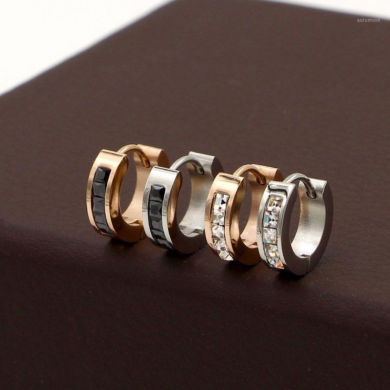 

Rose Gold Hoop Earrings for Women Stainless Steel Cute/Romantic Square Cubic Zirconia Earrings Female Jewelry1