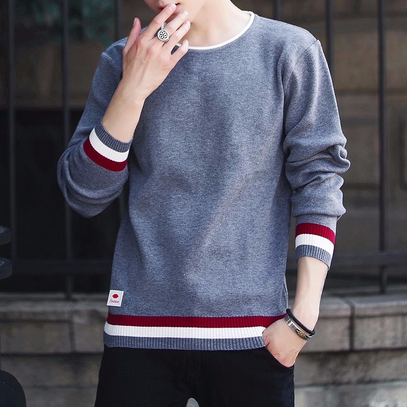 

2020 new men's sweater new Korean long sleeve knitted shirt youth versatile sweater round neck, Black