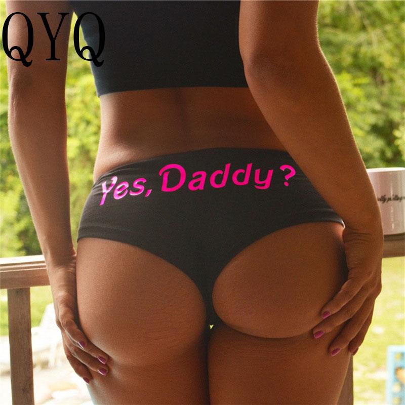 

QYQ Yes Daddy Letter Printed Women Funny Lingerie G-string Underwear Panties T string Thongs Knickers Underwear Ladies Briefs, Clear