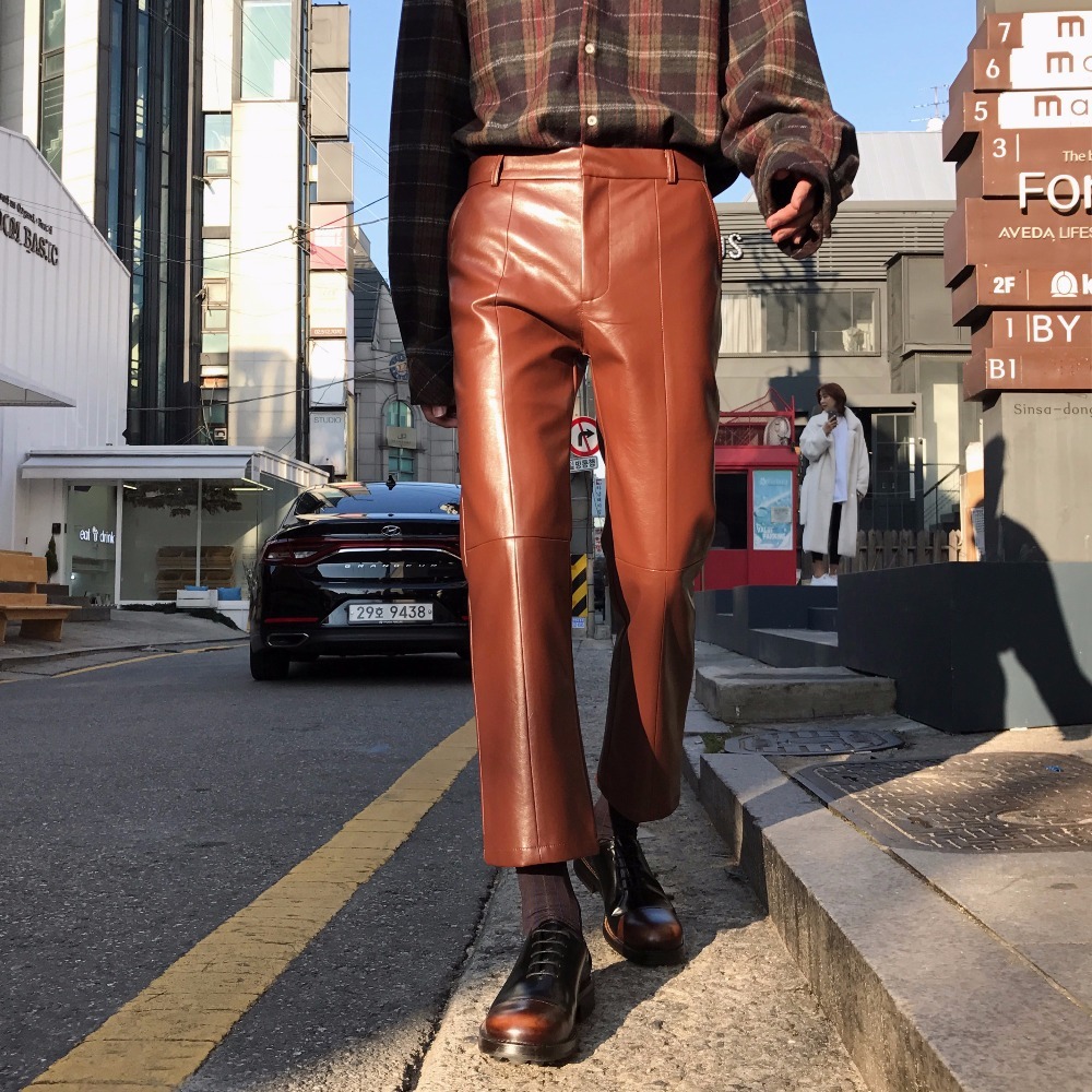 

2021 27-32. New Male Clothing Line Sewn Together in Four Seasons with Nine Soft Leather Pants XJR0, 11