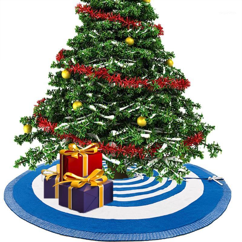 

122cm Christmas Tree Skirt Carpet Knitted Stripe Floor Mat Cover Merry Christmas Tree decor Base for New Year Party1