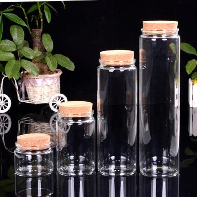 

78mm Diameter Cork Stopper Bottle DIY Wishing Vial Tubular Bottle Cylindrical Glass Storage Vial 160ml 420ml 850ml 1080ml
