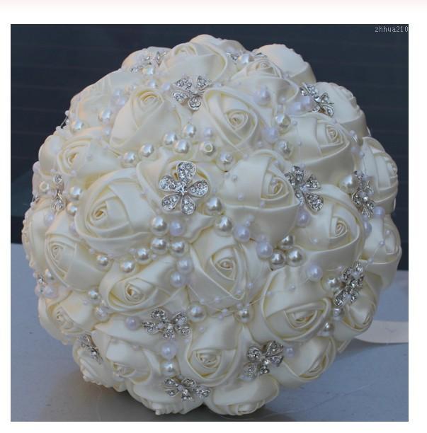 

Wholesale-Free Shipping Gorgeous Wedding Bridal Bouquets Elegant Pearl Bride Bridesmaid Wedding Bouquet Crystal Sparkle Accept Custom1, As pic