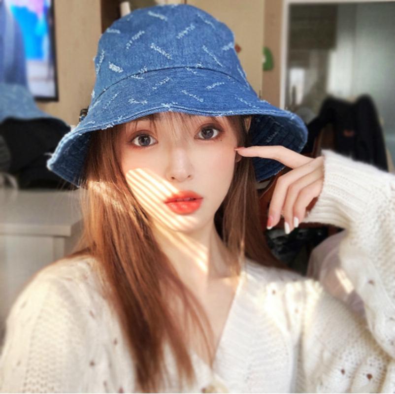 

2021 New Spring Models Cowboy Blue Bucket Hat All-match Fisherman Hats Outdoor Travel Hat Sun Cap Hats For Men and Women, Black