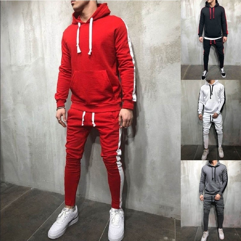 mens red tracksuit set