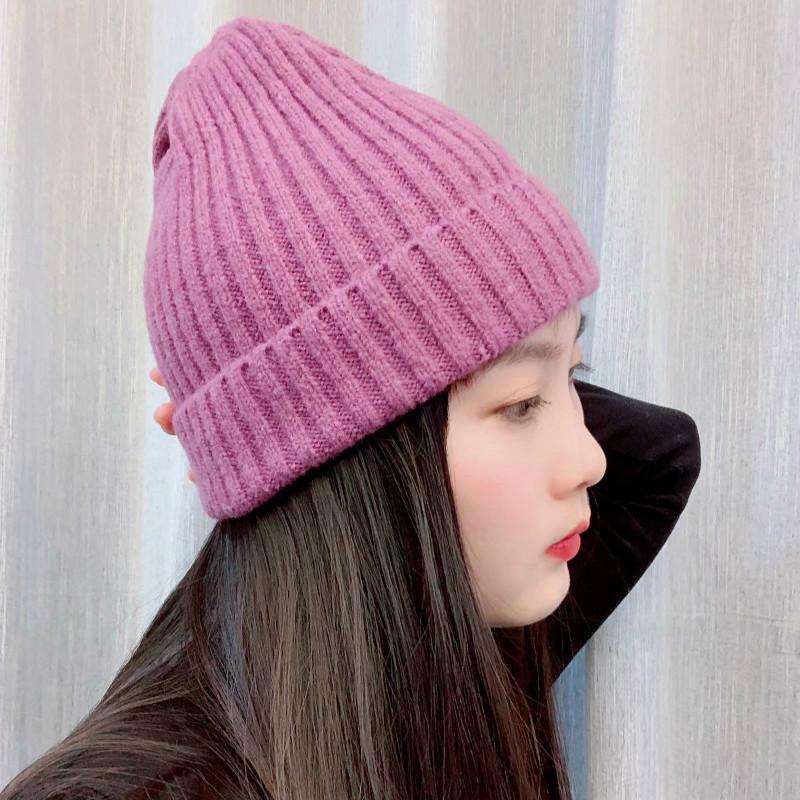 

Yarn Cap Autumn and Winter Casual Fashion Purple Pullover Yarn Europe and America Couples' Cap Hat Men's