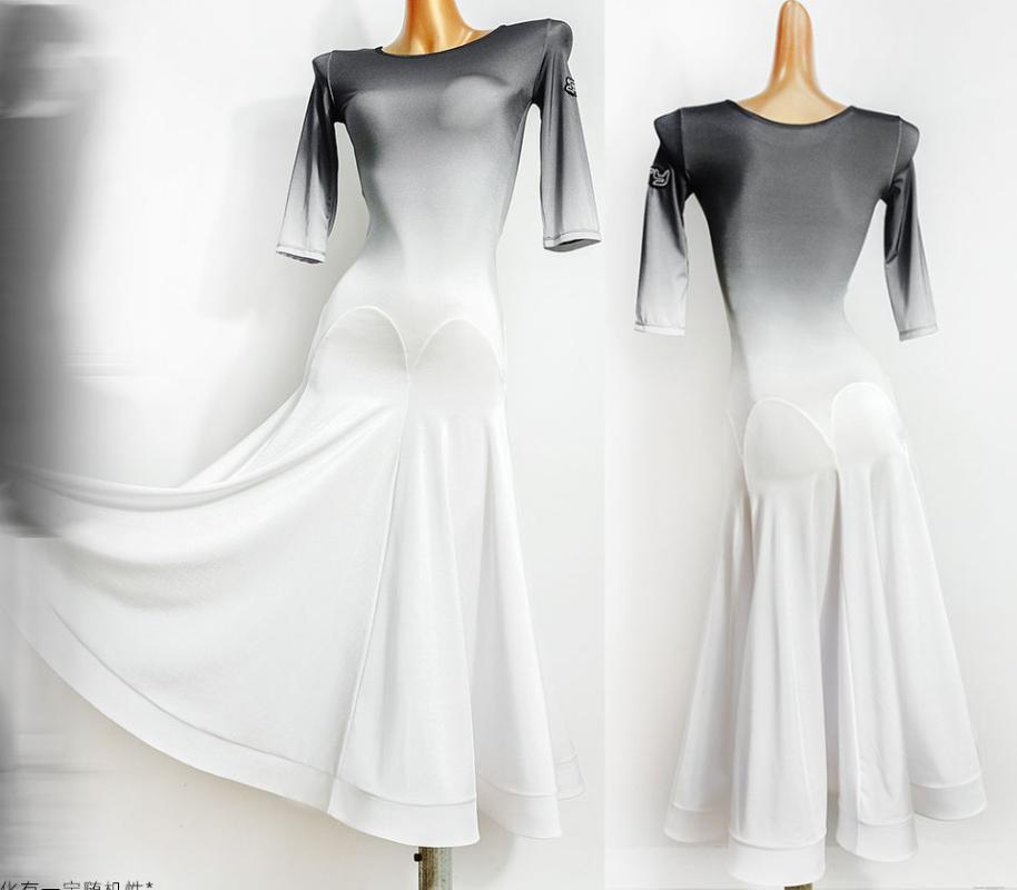 

ballroom dress women standard waltz dress smooth standard ballroom white black gradient colorT632, As pic
