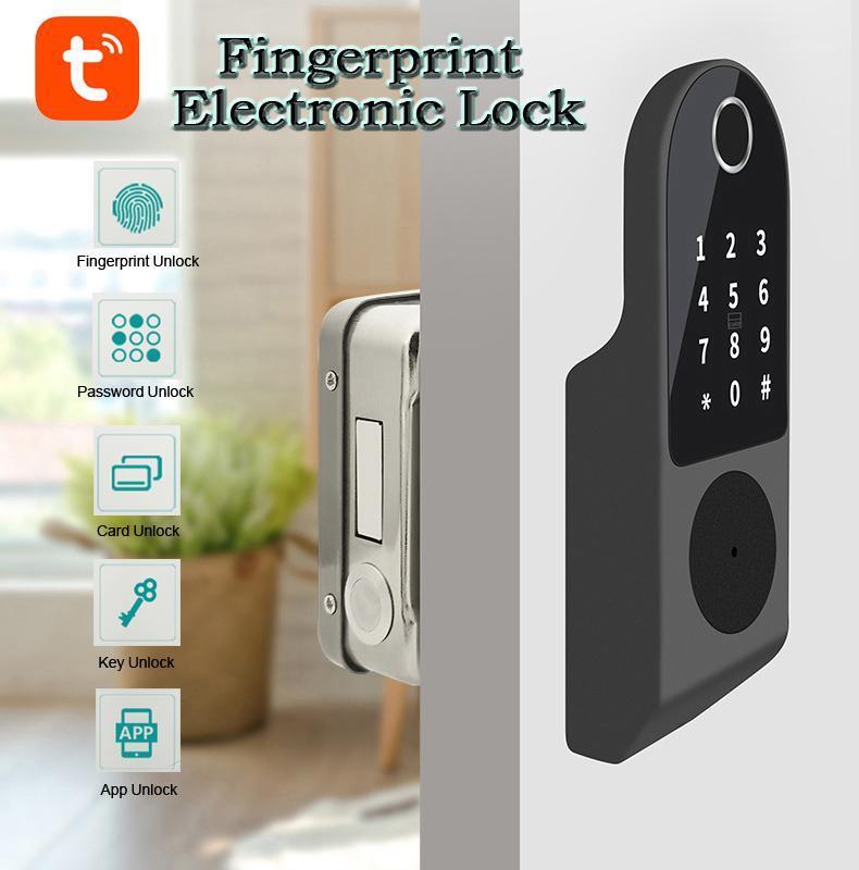 

Outdoor Fingerprint Rim Lock Smart Card Digital Code Electronic Door Lock For Home Security Work With Gateway Wifi Alexa1