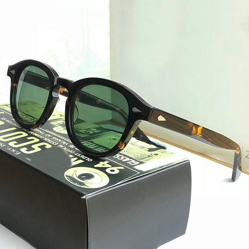 

Sunglasses Men Johnny Depp Green Polarized Lens Acetate Glasses Frame Lemtosh Women Top Quality 0021, White;black