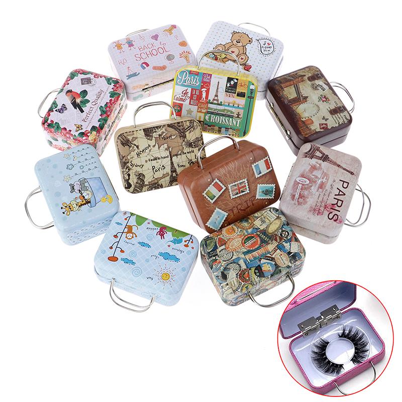 

1pcs Luxury False Eyelash Steel Suitcase Empty Fake Lash Storage Packaging Box Unique Eyelash Luggage Case Shape