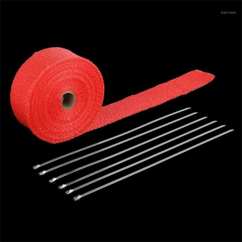 

3Size 1.5mm*50mm*15m Roll Fiberglass Exhaust Header Fiberglass Heat Wrap Tape With 6 Ties Kit Exhaust Manifolds Headers Hot1