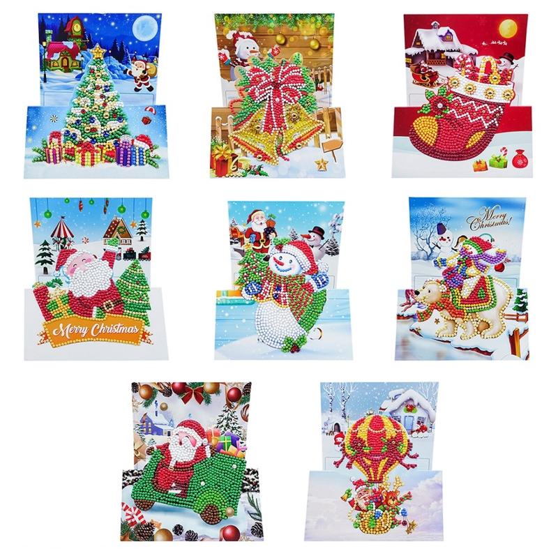 

Christmas Card 5D Diamond Painting Kits Christmas Tree Santa Claus Full Drill Ne 449C