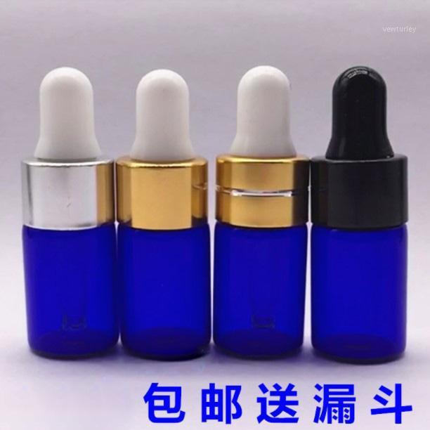 

New 3 ml Blue Glass Dropper Bottles,3 cc Empty Essential Oil bottle Small sample Vials,White Rubber Gold,Silver,Black collar1