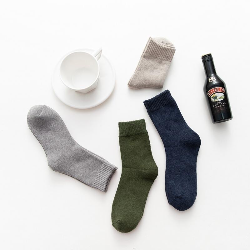 

Men's Autumn And Winter Terry Socks Thickened Middle Tube Napped Men's Socks Floor Solid Color Casual Cotton Wholesa, Black