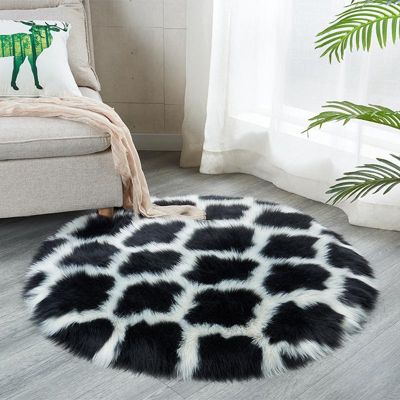 

Round plush carpet bedroom rug imitation wool rug window decoration carpet child crawling computer chair plush, Zebra pattern